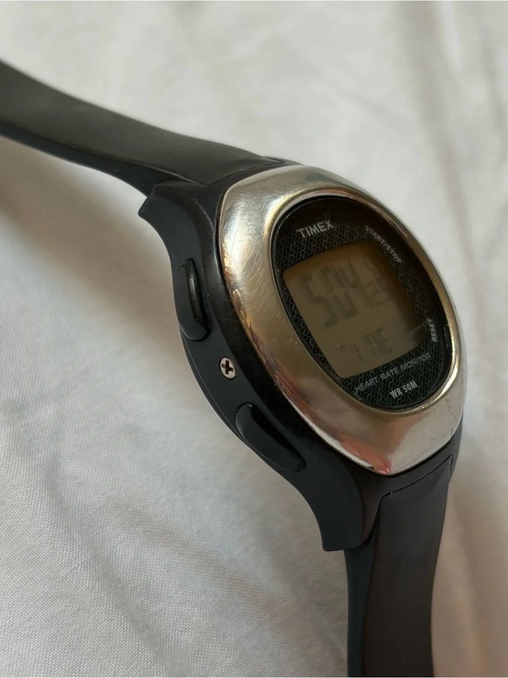 Timex T5K483 Indiglo Heart Rate Monitor Quartz Digital Unisex Watch New Battery